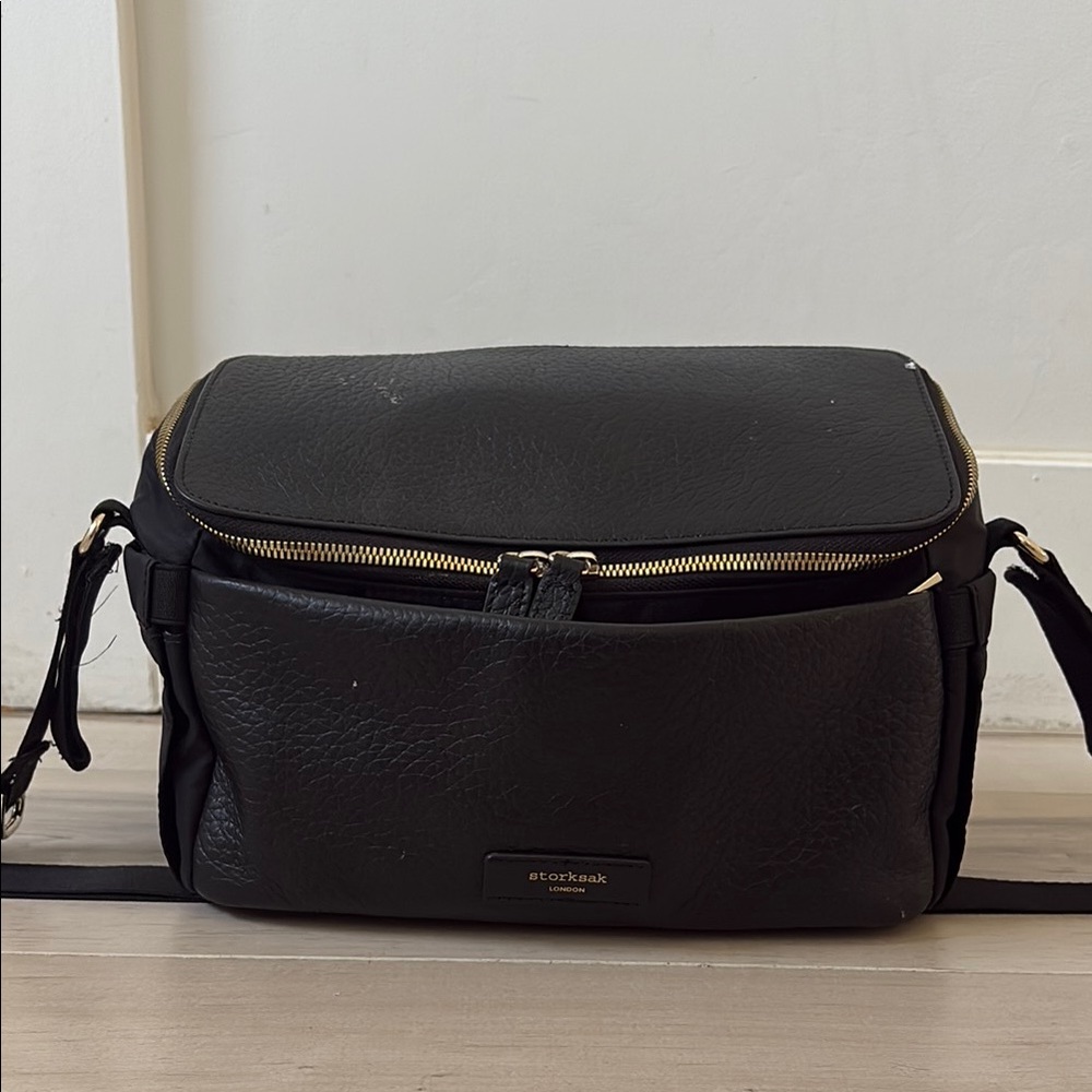 Storksak Black Baby Bag with stroller straps
